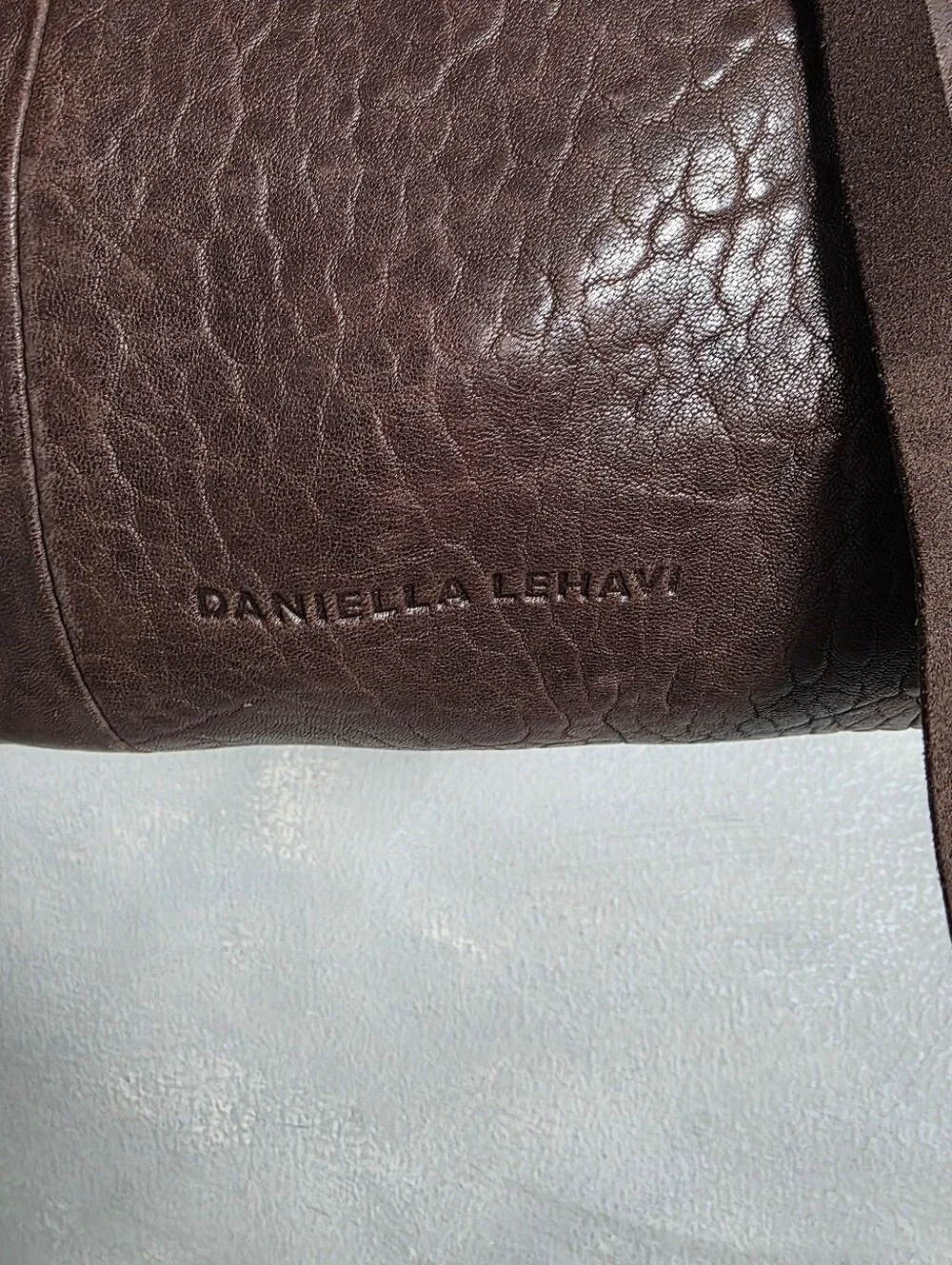Daniella Lehavi Chocolate Brown Texture Leather Top Handle Crossbody Slouchy Bag